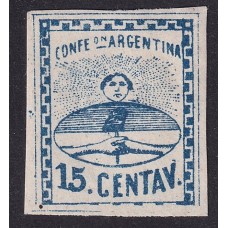 ARGENTINA 1860 GJ 6Ab CONFEDERACION VARIEDAD SIN GUARDA INFERIOR ESTAMPILLA NUEVA CON GOMA RARA U$ 70